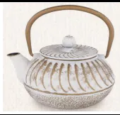 0.8L cast iron teapot -white/gold