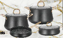 2306 Press Aluminium Cookware 7pcs set 20cm/24cm casserole+26cm shallow casserole+26cm fry pan