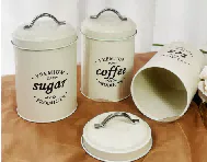 set of 3 round canister（cream）