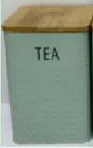 embossed square sage canister tea